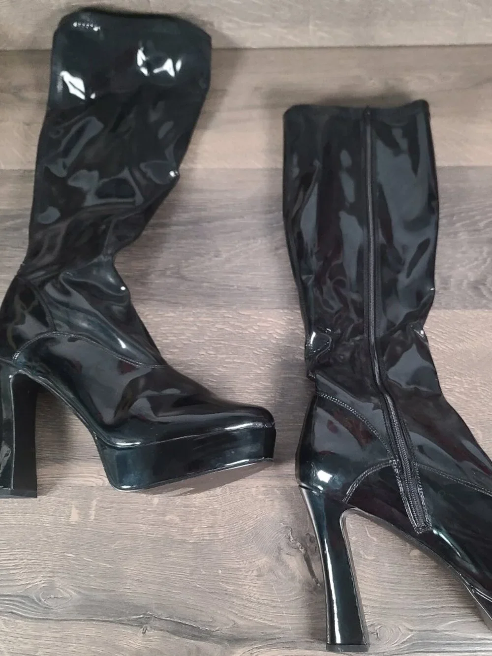 Pleaser Black Knee High Electra 2000Z Boots Size 16M